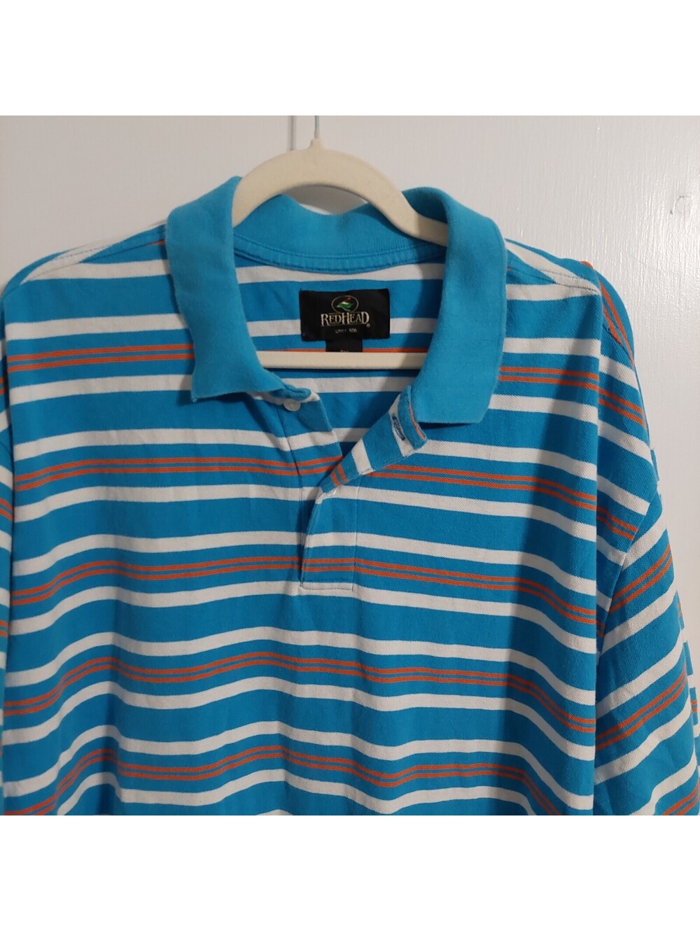 RedHead 2XL Striped Polo Shirt Blue Orange White Cotton